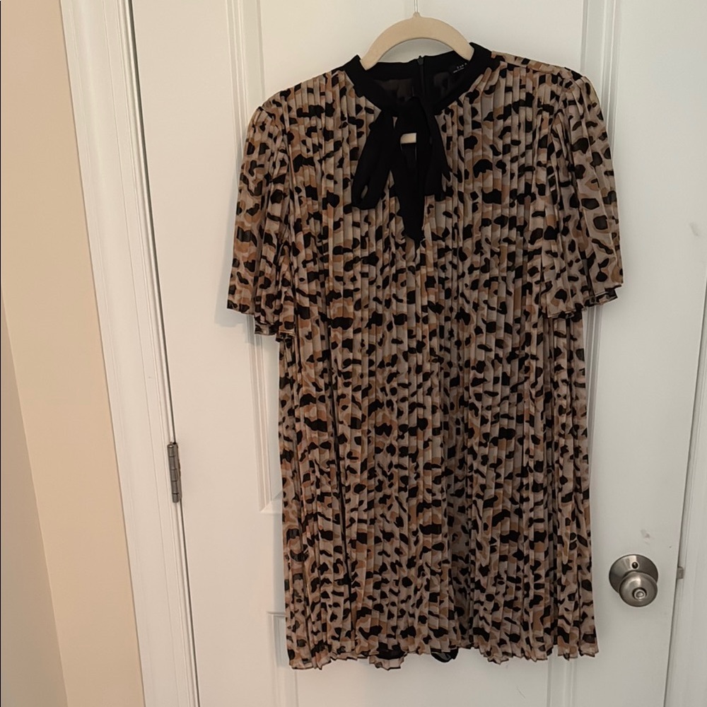 Zara Leopard Print Mini Dress - Black and Brown